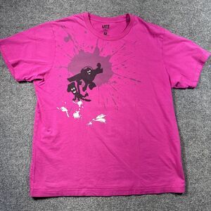 Uniqlo Men Tshirt XL Pink Buzz Woody Paint‎ Splatter Nerdcore Style